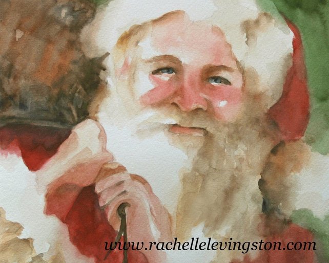 642x514 Watercolor Santa Painting. For Christmas. For Her. Christmas Etsy - Santa Watercolor
