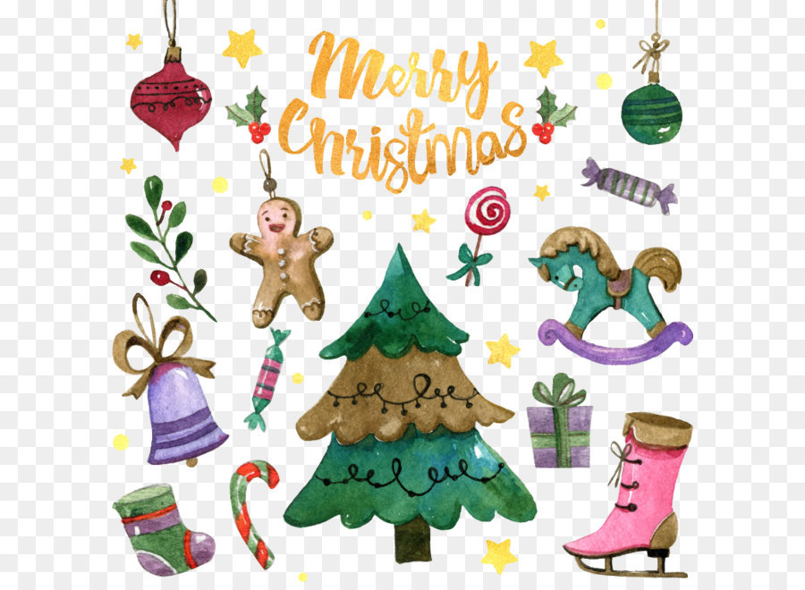 900x660 Christmas Tree Santa Claus Clip Art - Santa Watercolor