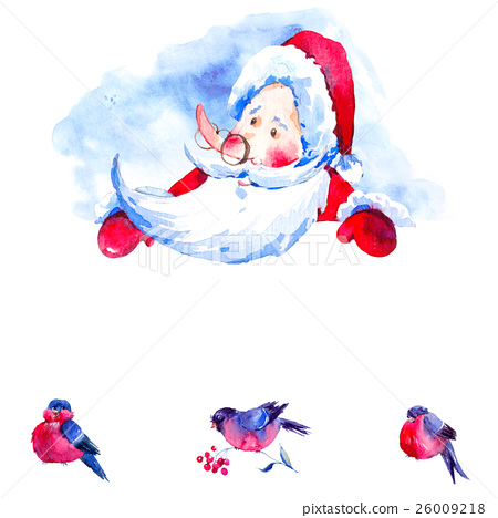 450x468 Christmas Watercolor Card With Cute Santa Claus - Santa Watercolor