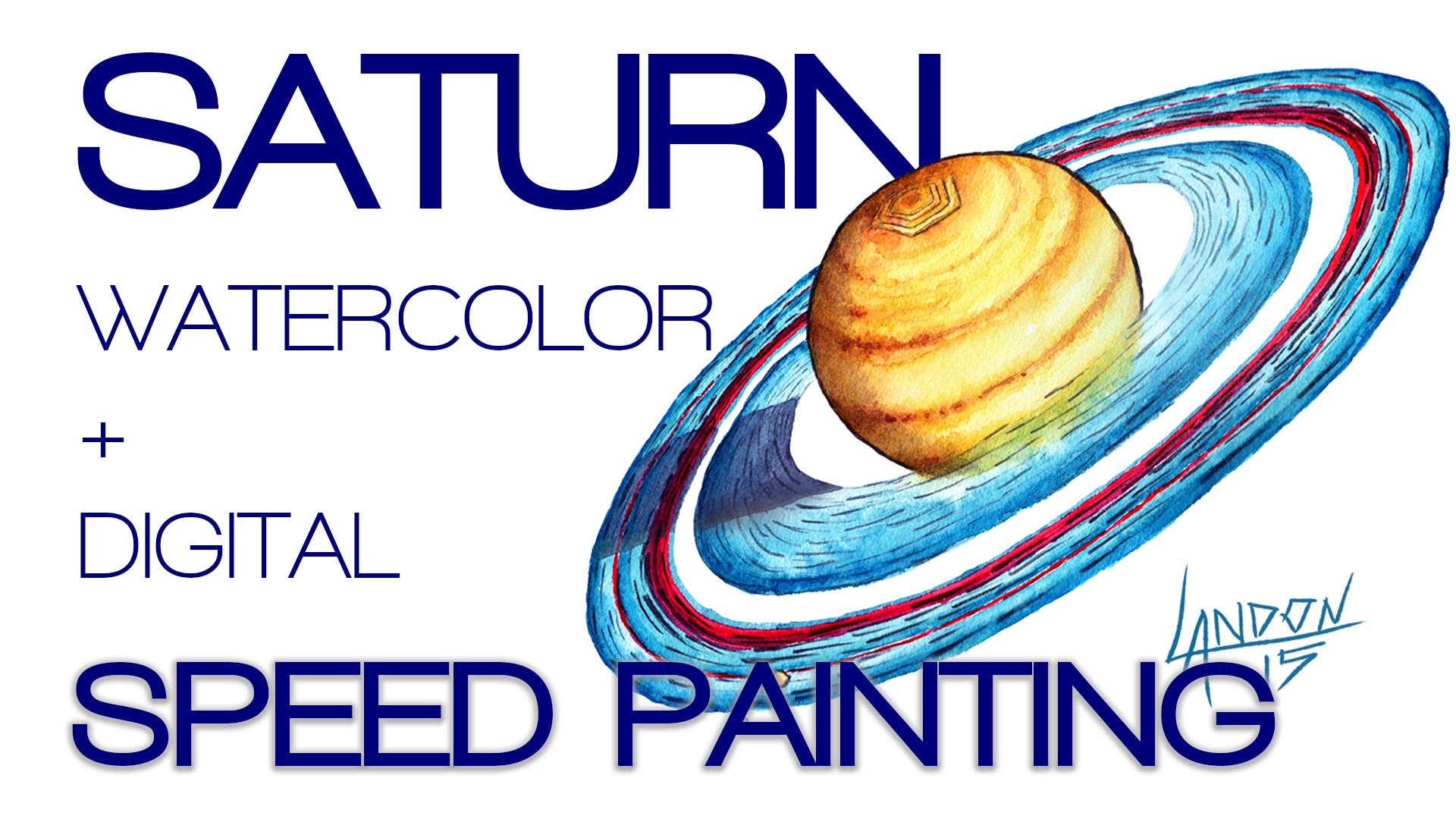 1920x1080 Saturn Watercolor Speed Painting - Saturn Watercolor
