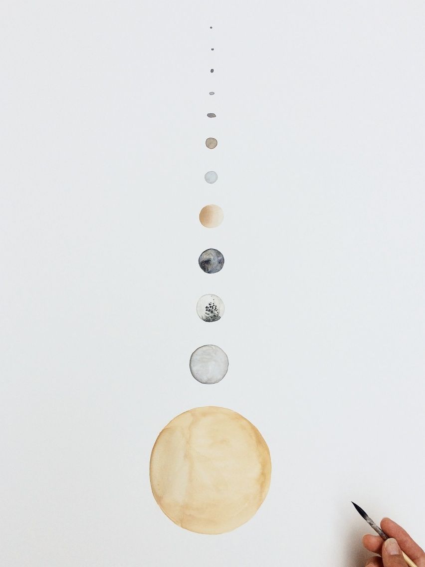 852x1136 Moons Of Saturn Watercolor On Clay On Panel 22 X 30 Www - Saturn Watercolor