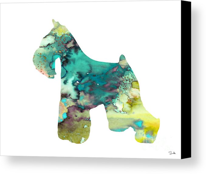 678x575 Miniature Schnauzer Canvas Print Canvas Art By Watercolor Girl - Schnauzer Watercolor