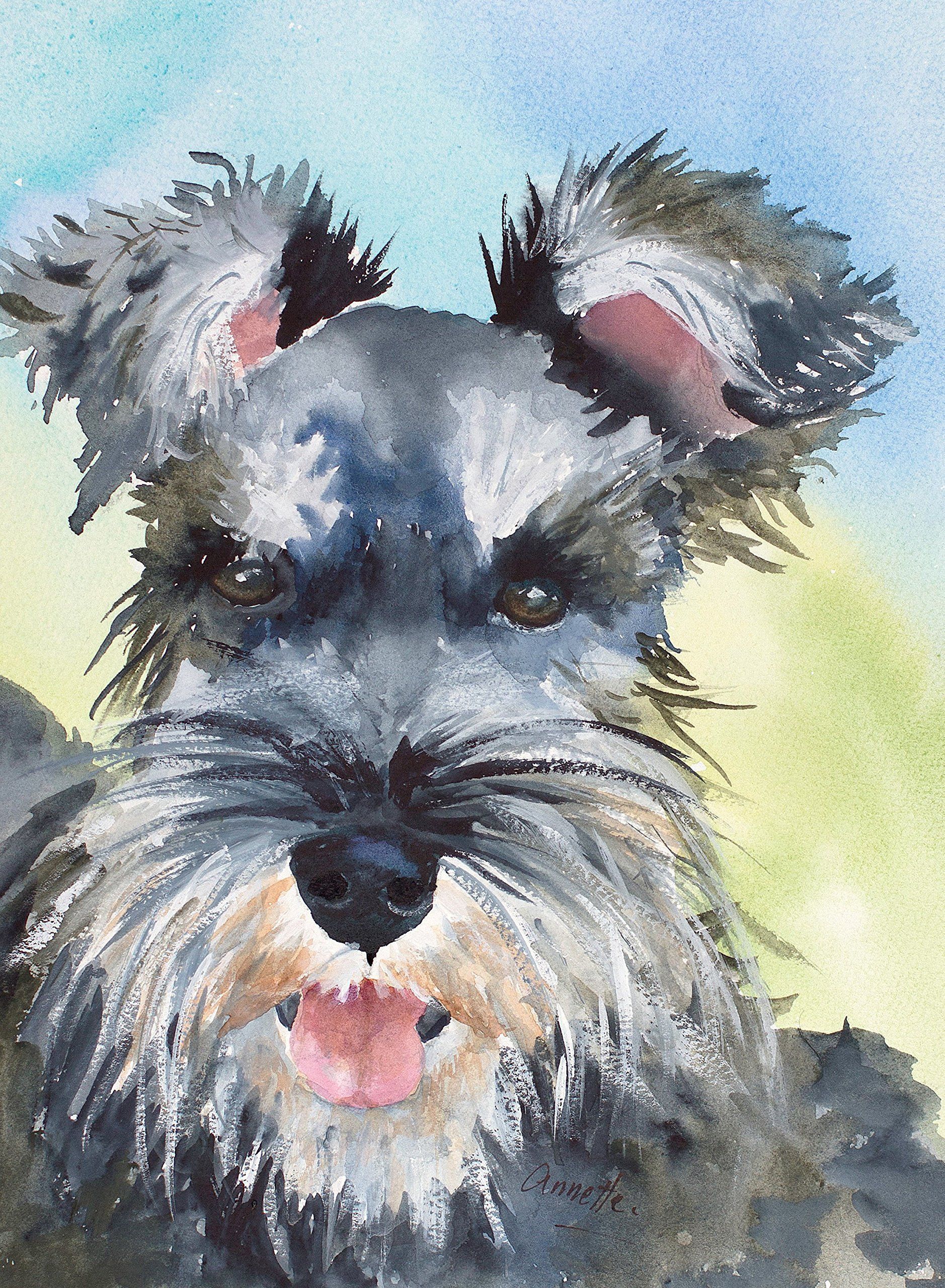 1878x2560 Schnauzer, Miniature, Original Watercolor Painting. Reproduction - Schnauzer Watercolor