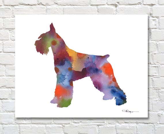 570x465 Giant Schnauzer Watercolor Abstract Painting Dog Wall - Schnauzer Watercolor