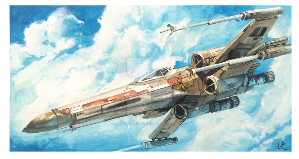 1024x545 X Wing Watercolor By Aknightssword - Sci Fi Watercolor