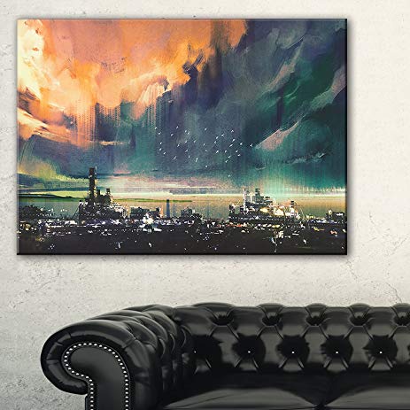 463x463 Abstract Sci Fi City Watercolor Large Photography - Sci Fi Watercolor