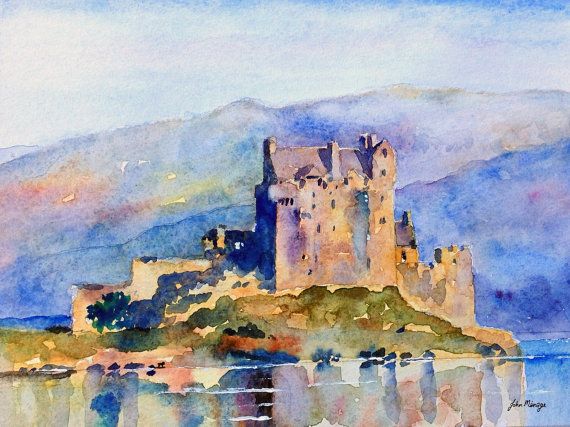 570x427 Eilean Donan Castle Scotland, Print Of Watercolour By John Menage - Scotland Watercolor