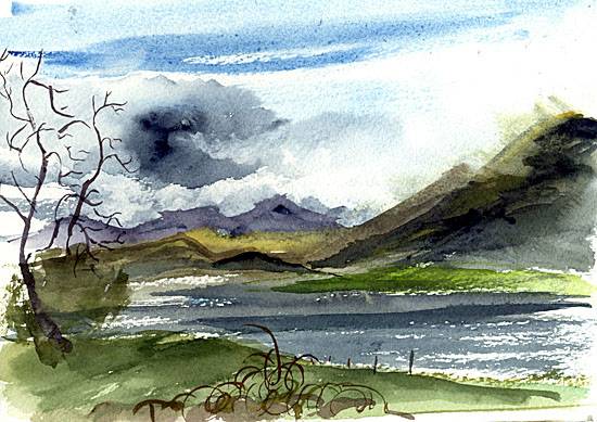 550x389 The Highlands Of Scotland - Scotland Watercolor
