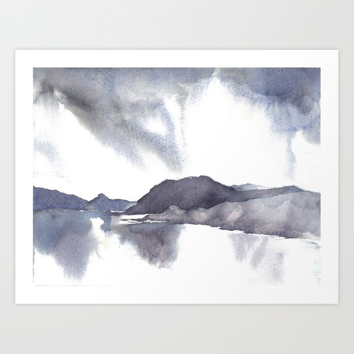 700x700 Watercolor Scotland Loch Art Print By Annequaife Society6 - Scotland Watercolor