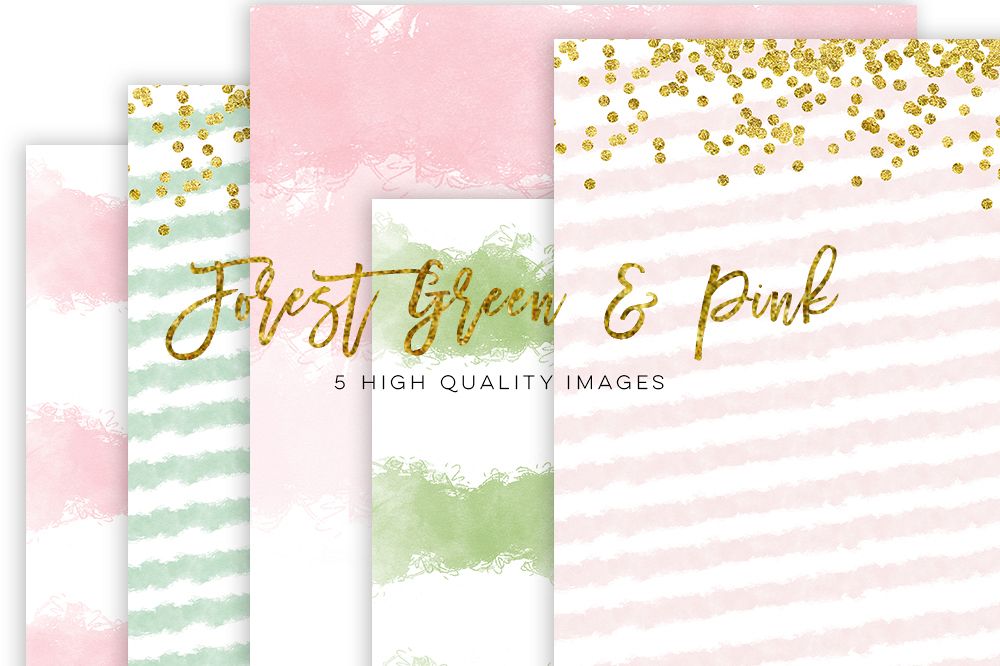 1000x666 Forest Green And Pink Watercolor Paper, Gold Pink Watercolor Paper - Scrapbook Watercolor