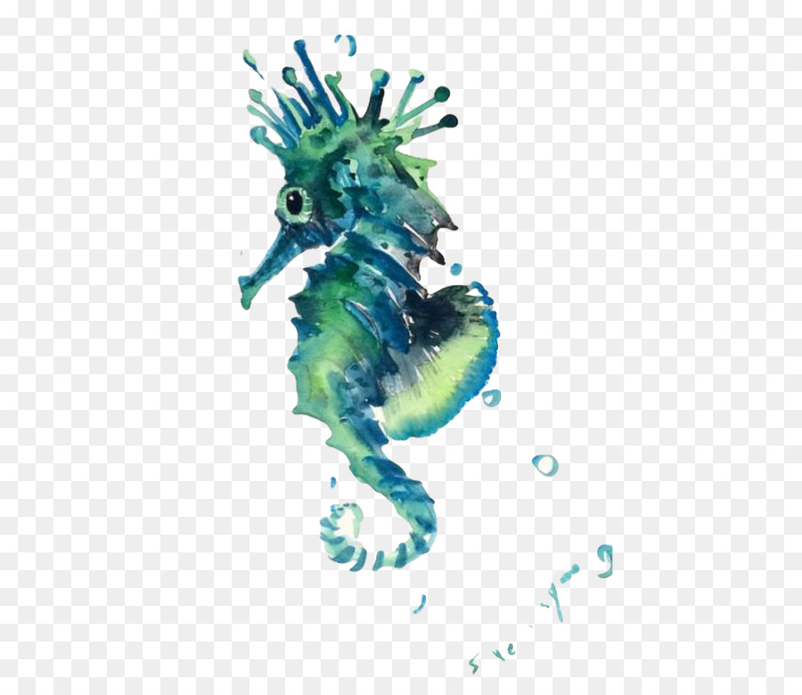 900x780 Seahorse Sea Creatures Watercolor Painting - Sea Creatures Watercolor