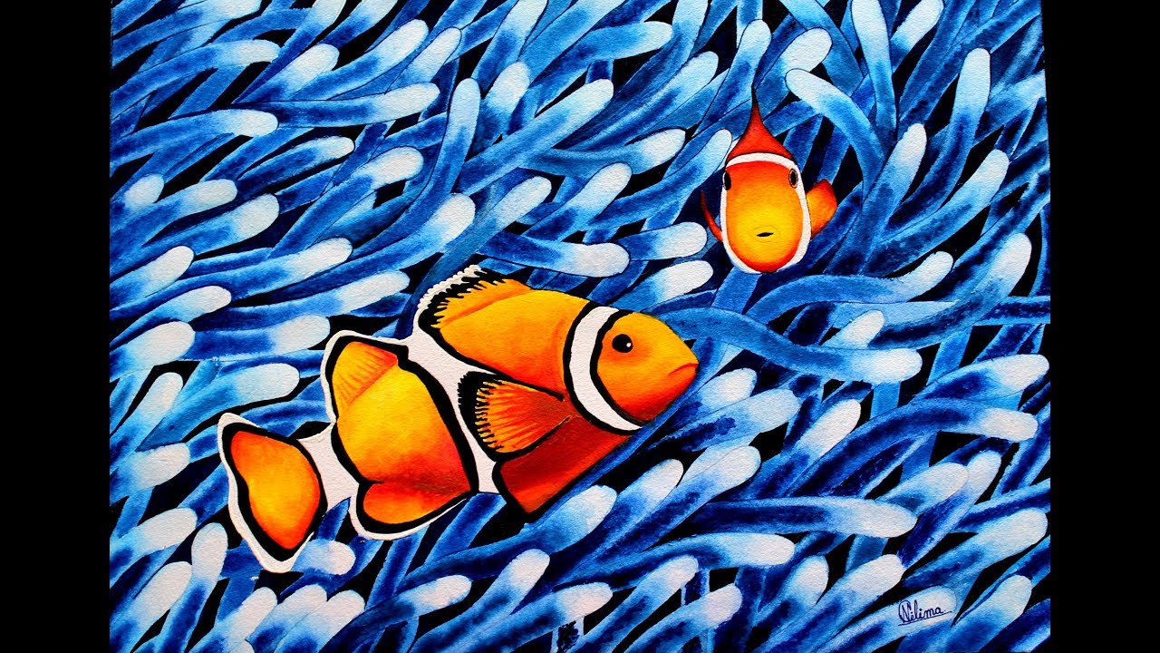 1280x720 Sea Life Watercolor Painting - Sea Life Watercolor