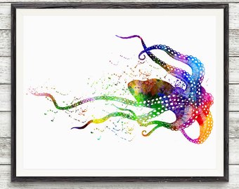 340x270 Sea Life Wall Art Etsy - Sea Life Watercolor