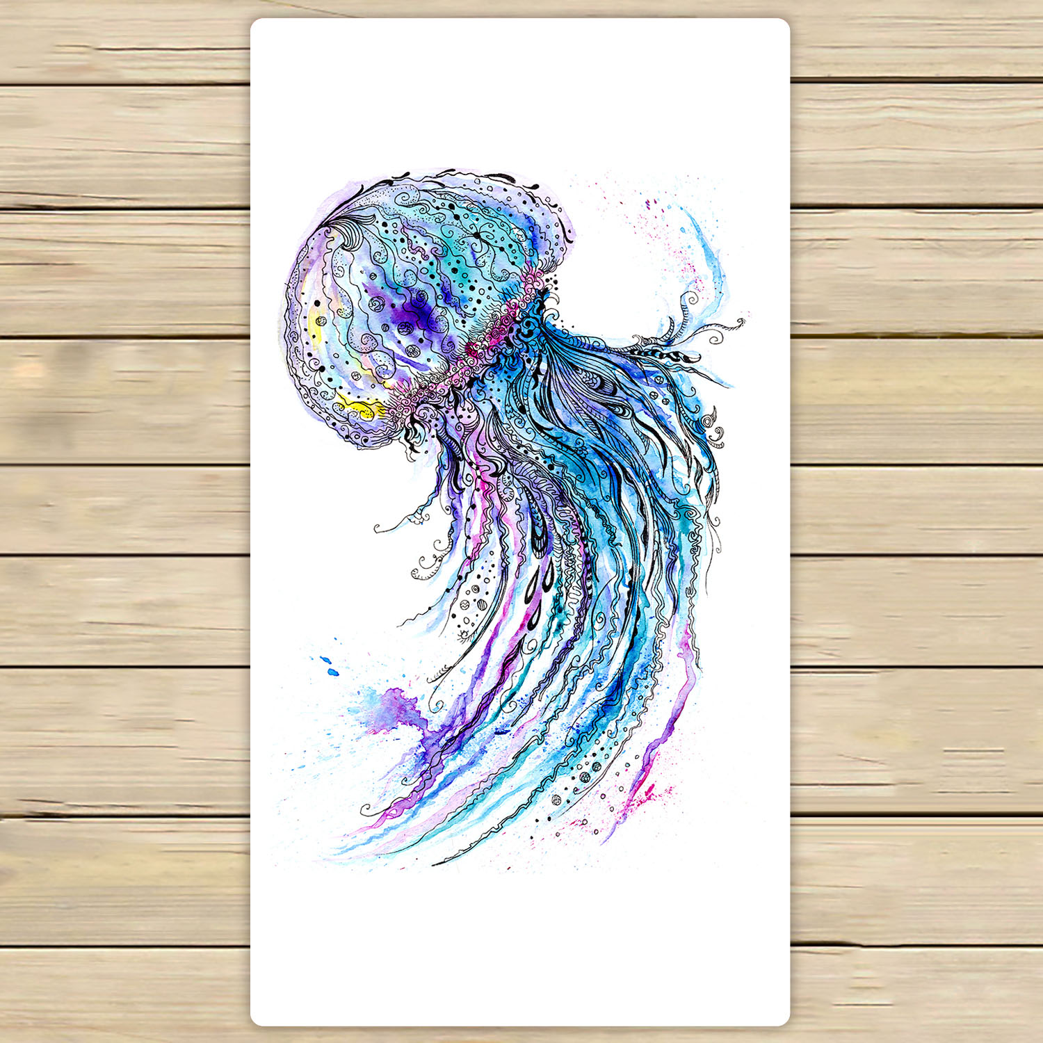 1500x1500 Ykcg Underwater Deep Ocean Sea Life Watercolor Jellyfish Hand - Sea Life Watercolor