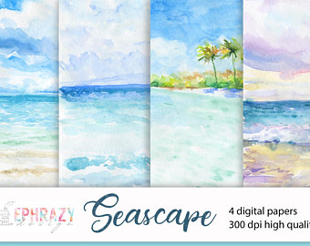 340x270 Beach Watercolor Etsy - Sea Watercolor