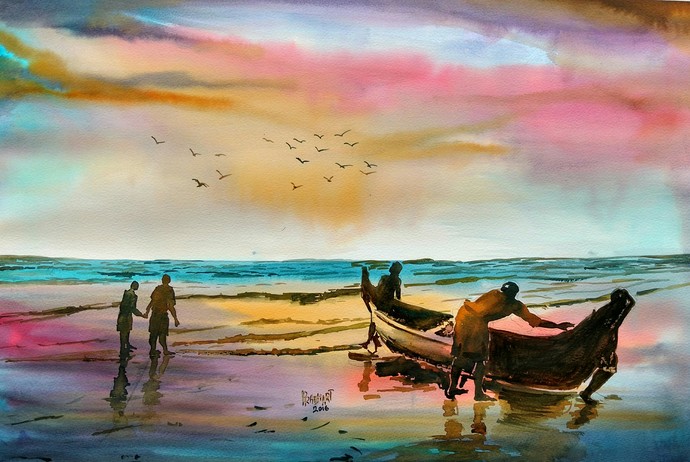 690x462 The Sea - Sea Watercolor