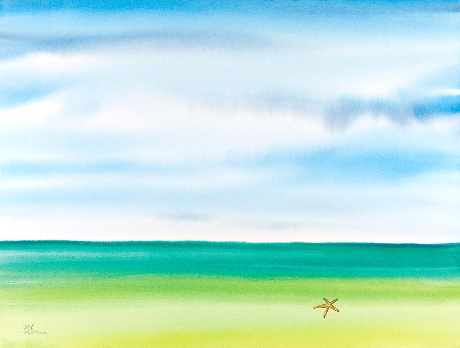 900x682 Throwing Starfish Into The Sea Watercolor Painting Painting By - Sea Watercolor