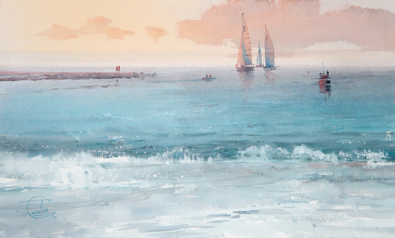 800x482 Seascape - Sea Watercolor