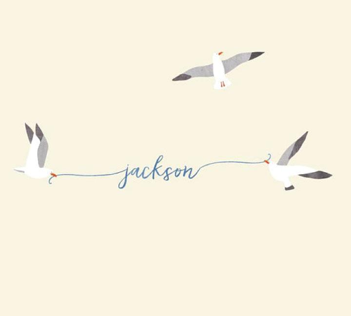 720x648 Name Fabric Wall Decals - Seagull Watercolor