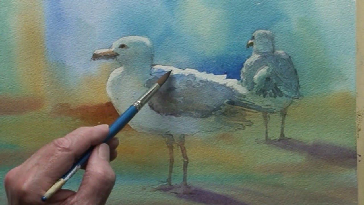 1280x720 Seagulls In Watercolor - Seagull Watercolor