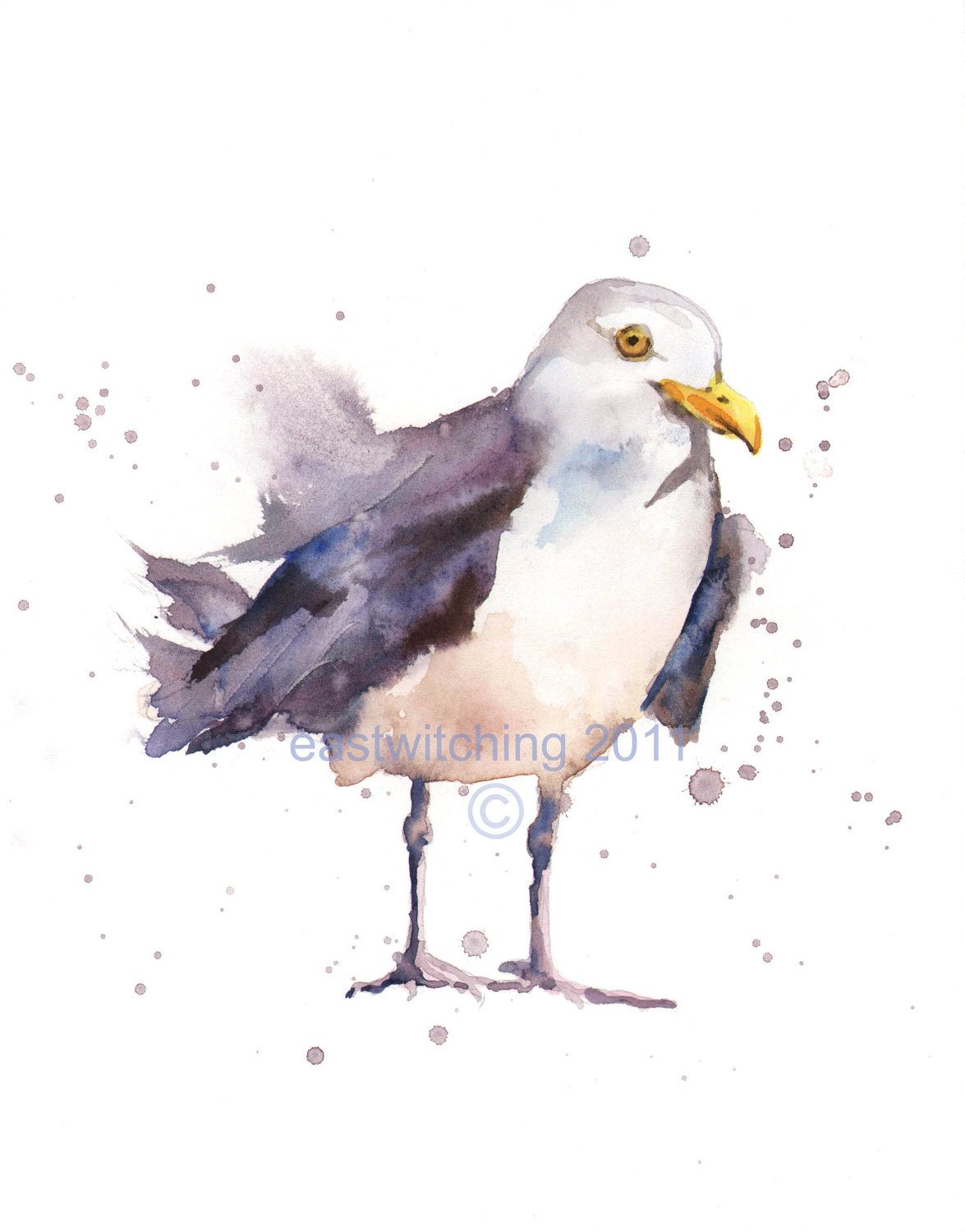 1175x1500 Watercolor Seagull Print, Beach House Art, 8x10 Print, Ready To - Seagull Watercolor