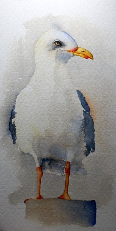 403x800 Watercolor Bird Painting Bird Art Original Seagull Watercolor By - Seagull Watercolor
