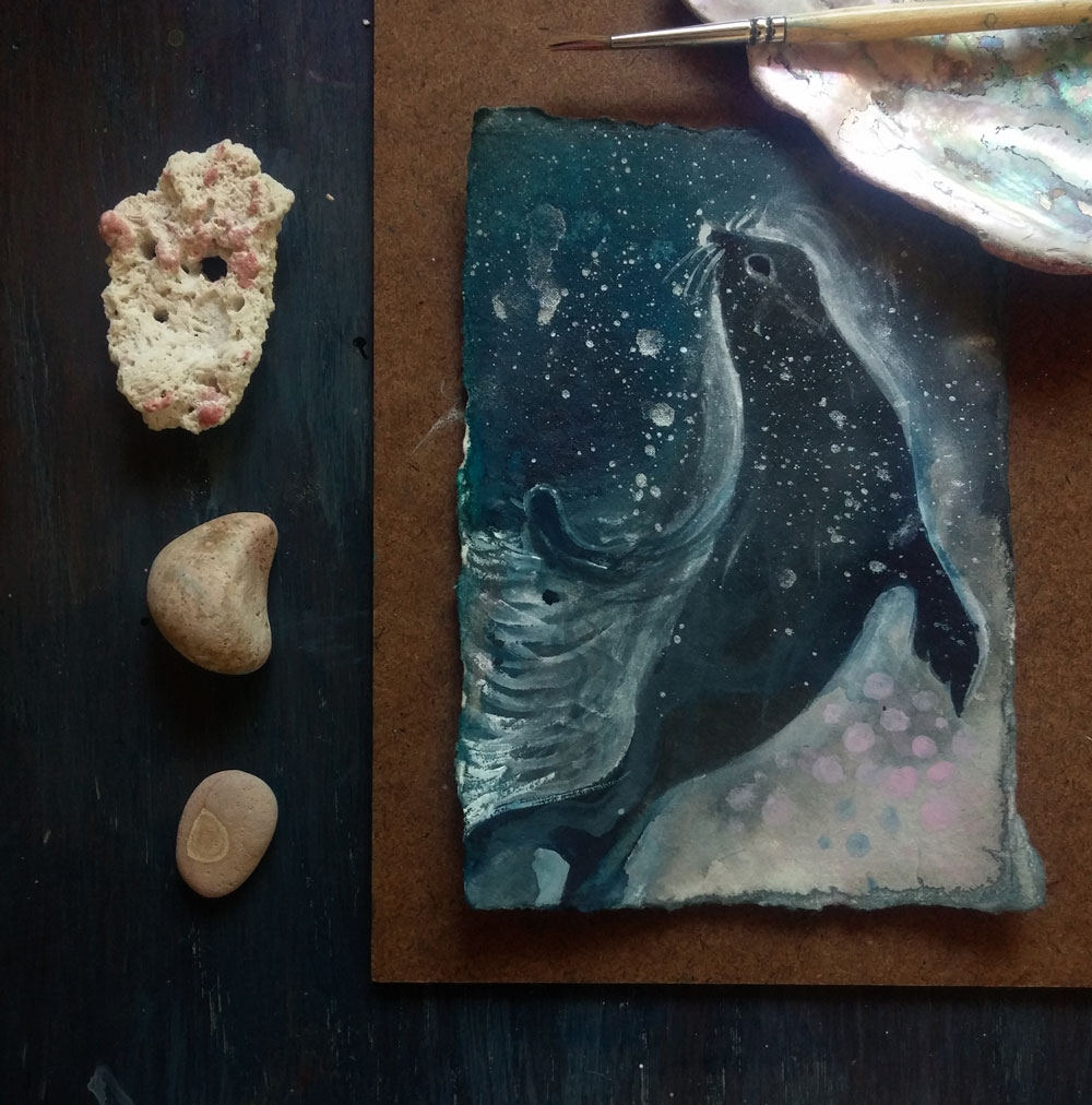 1000x1012 Journey Totem Animals The Seal (Original Ink Amp Watercolor) - Seal Watercolor