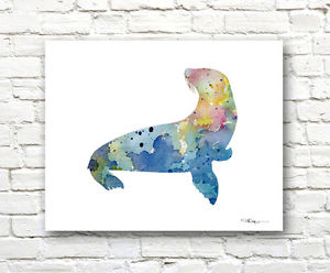300x248 Seal Abstract Watercolor Painting Sea Lion 11 X 14 Art Print By - Seal Watercolor