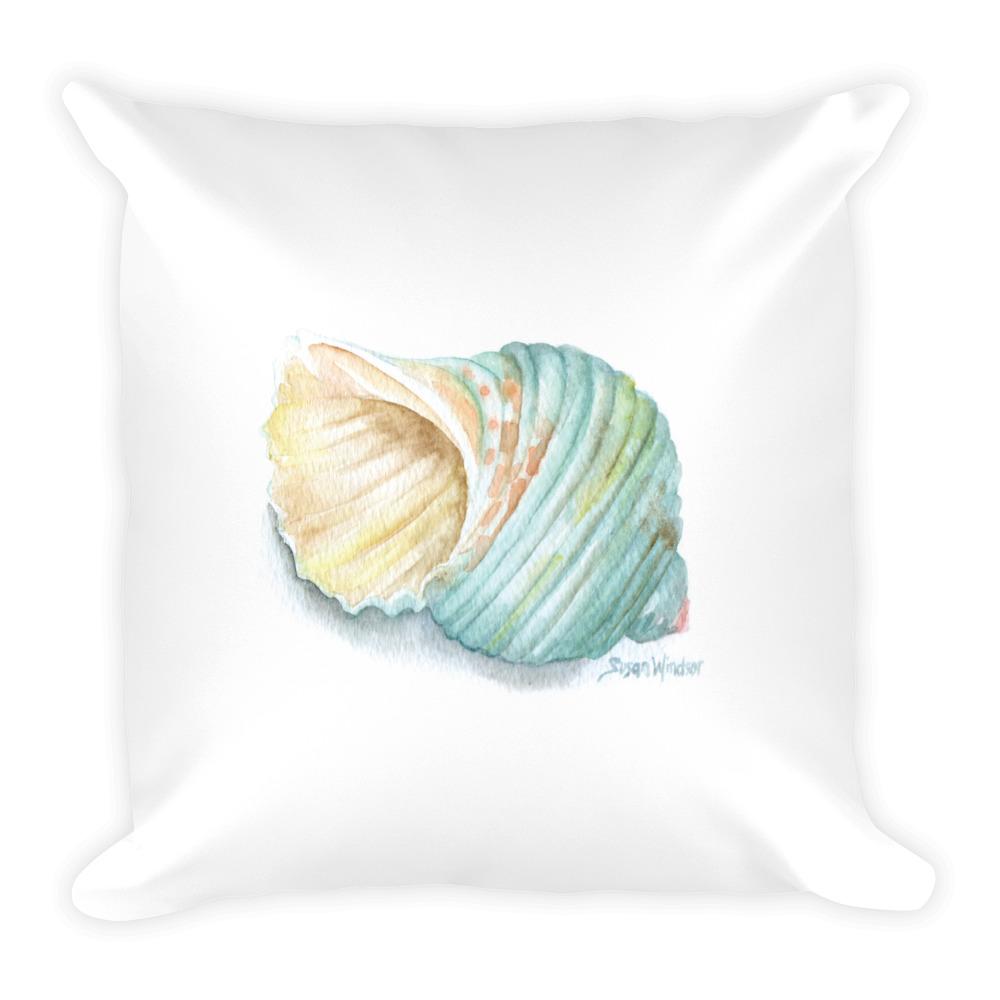 1000x1000 Green Turban Seashell Watercolor Throw Pillow Susan Windsor - Seashell Watercolor