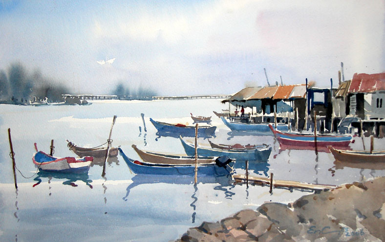 788x496 Singapore Art Gallery - Seaside Watercolor Paintings