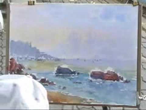 480x360 Water Color Painting Outdoor (Seaside) - Seaside Watercolor Paintings