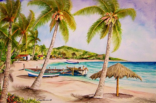 500x332 Watercolor Paintings By Aquanet Art Sponsor Barry Launius - Seaside Watercolor Paintings