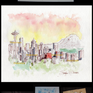 324x324 Seattle Skyline Watercolor - Seattle Skyline Watercolor