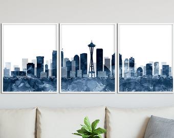 340x270 Seattle Watercolor Etsy - Seattle Skyline Watercolor