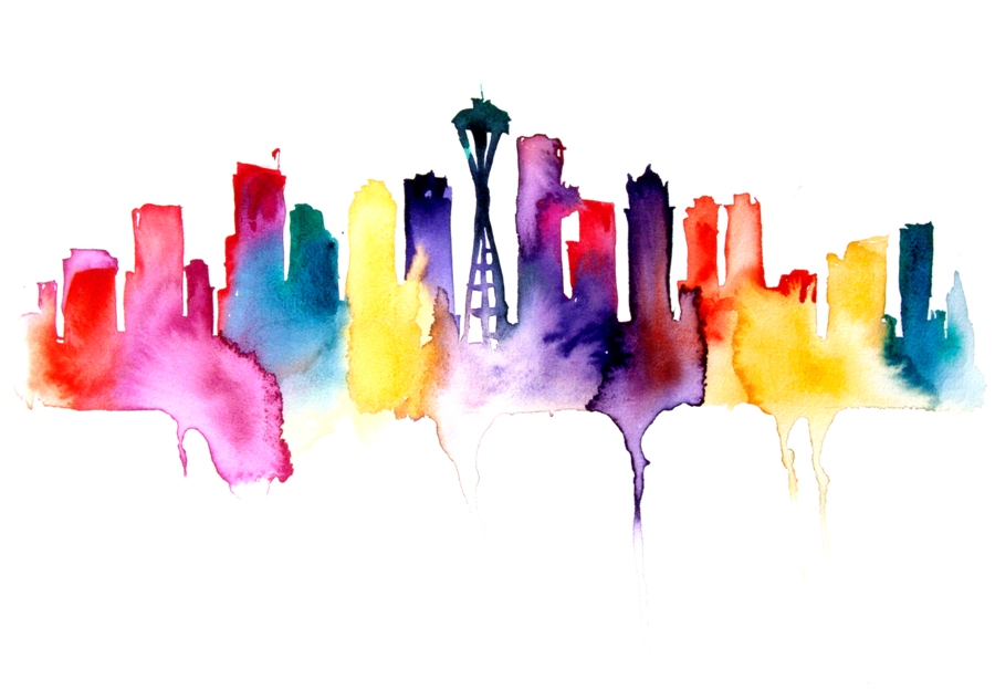 900x624 Seattle Watercolor Painting - Seattle Watercolor