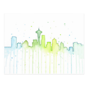 307x307 Seattle Watercolor Postcards Zazzle - Seattle Watercolor
