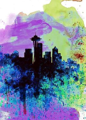 278x386 Seattle Watercolor Skyline 1 As Canvas Print By Naxart Juniqe - Seattle Watercolor