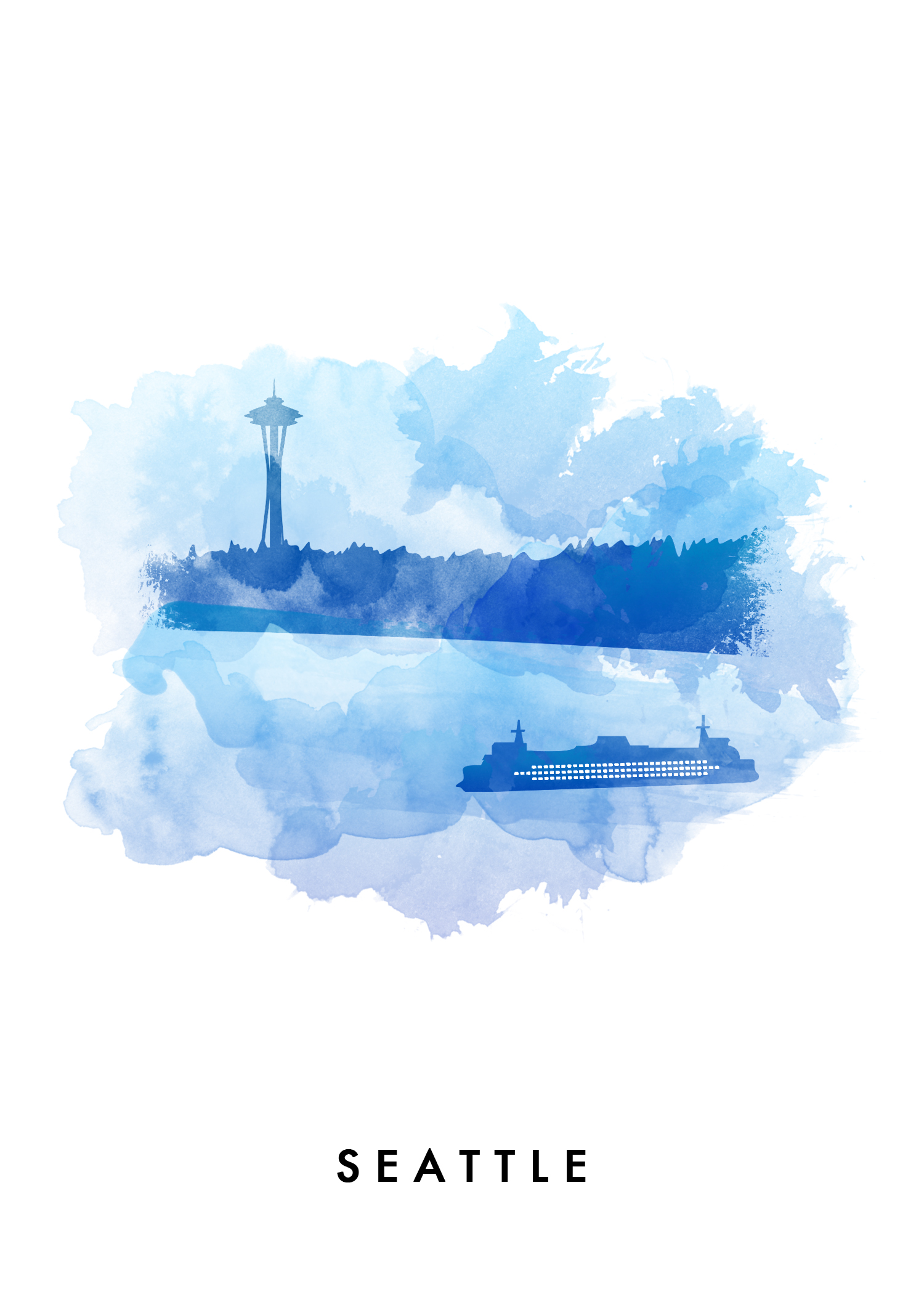 1500x2100 Watercolor Seattle Jeff Rosick Design - Seattle Watercolor