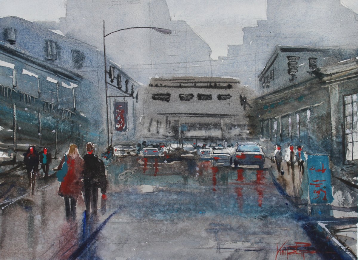 1200x873 Rainy Day In Seattle - Seattle Watercolor