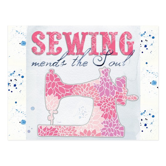 540x540 Seamstress Sewing Machine Watercolor Postcard Zazzle.co.uk - Sewing Machine Watercolor
