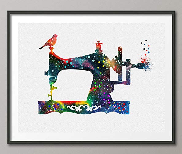 593x500 Sewing Machine Watercolor Poster Art Prints Wall Decor - Sewing Machine Watercolor