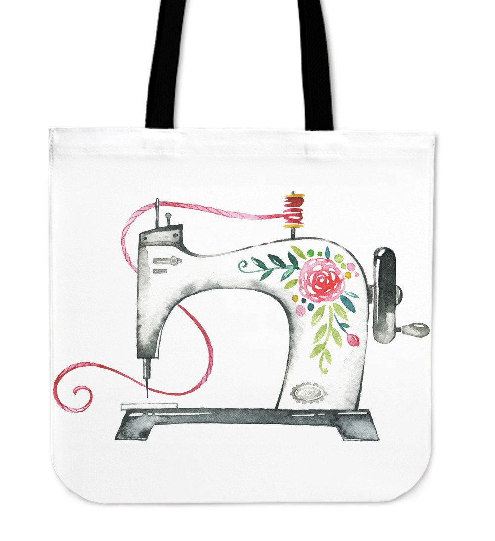 1000x1093 Watercolor Sewing Machine Tote Bag - Sewing Machine Watercolor