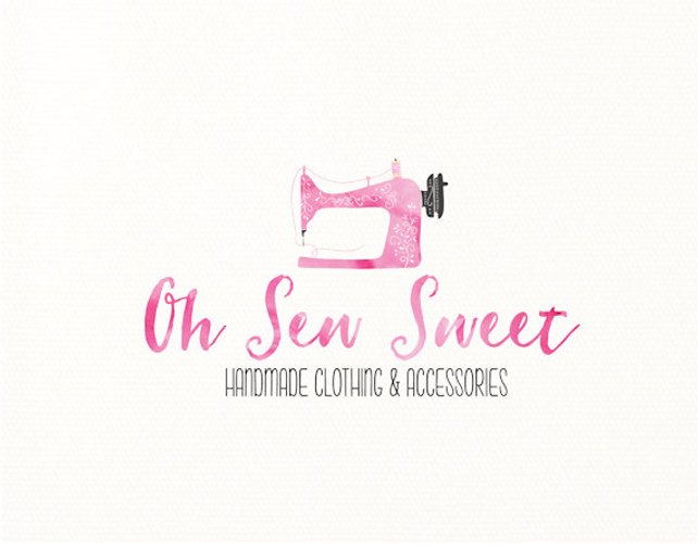 642x502 Sewing Machine Watercolor Logo Thread Logo Design 703 Etsy - Sewing Machine Watercolor