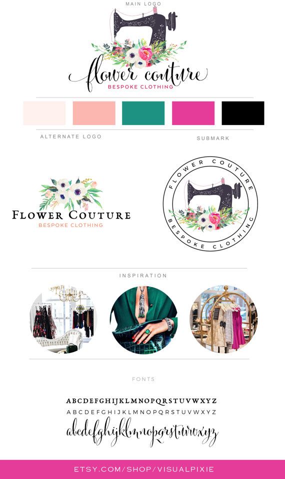 570x958 Pre Made Branding Kit - Sewing Machine Watercolor