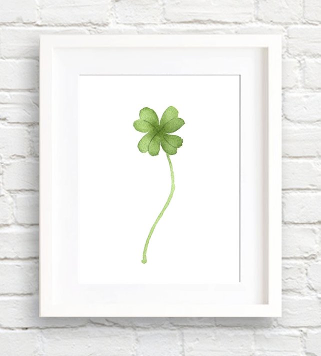 642x711 Four Leaf Clover Art Print Wall Decor Shamrock Watercolor Etsy - Shamrock Watercolor