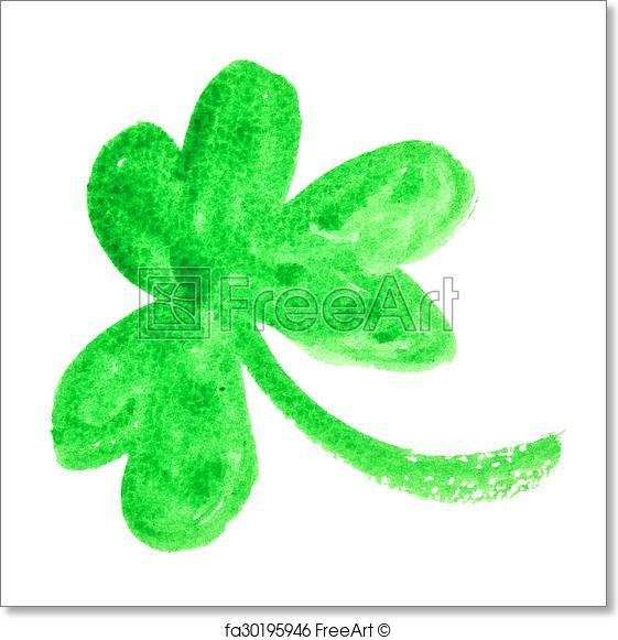 561x581 Free Art Print Of Watercolor Three Leaf Clover. Watercolor Three - Shamrock Watercolor