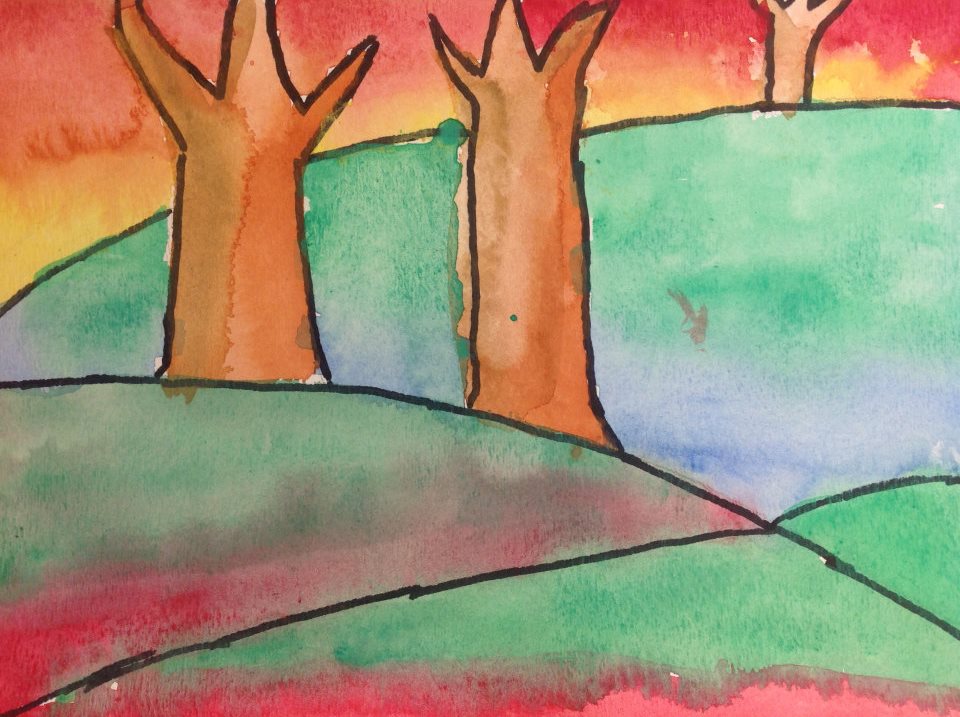 960x717 Watercolor Sharpie Winter Landscape Painting Paintings - Sharpie Watercolor