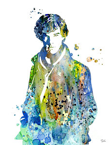 225x300 Sherlock Holmes Painting By Watercolor Girl - Sherlock Holmes Watercolor