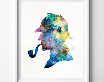 340x270 Sherlock Watercolor Etsy - Sherlock Holmes Watercolor