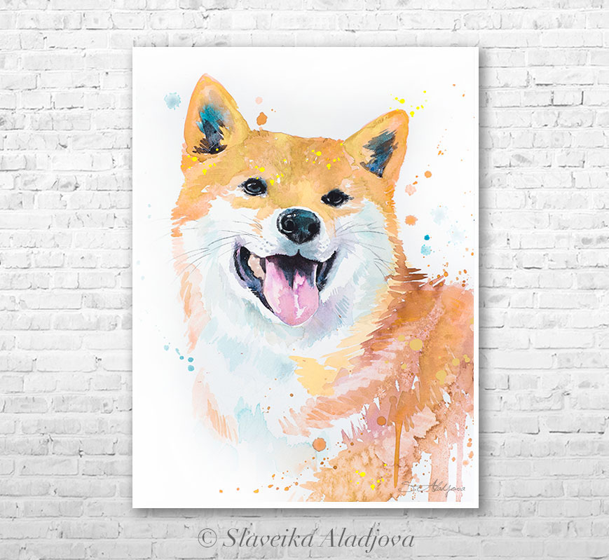 869x799 Shiba Inu Watercolor Painting By Slaveika Aladjova On Behance - Shiba Inu Watercolor